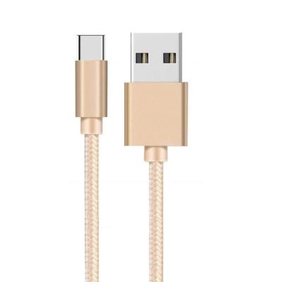 Кабель USB-C для Samsung A22 4G - A22 5G - A03S - Кабель Type USB-C Нейлоновая оплетка Золотой 1 Метр Phonillico®