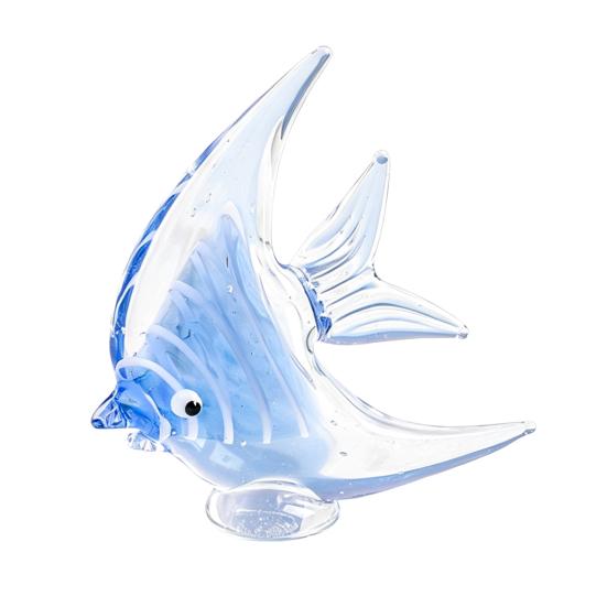 Handmade Glass Ocean Ornament Tropical Fish Figurine, Blown Ornament, Miniature Desktop Coastal Decor Colorful Statue for Beach House Home Table