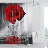 1Pcs Art Rose Waterproof Shower Curtain, Flower-style Flowers Bathroom Decorative Curtain with Plastic Hooks