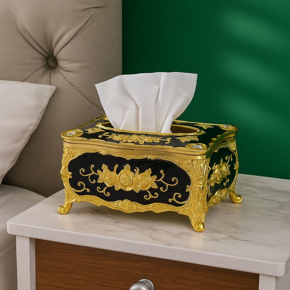 Light Luxury Tissue Box Holder Rose Pattern Tissue Dispenser Napkin Holder Restaurants
