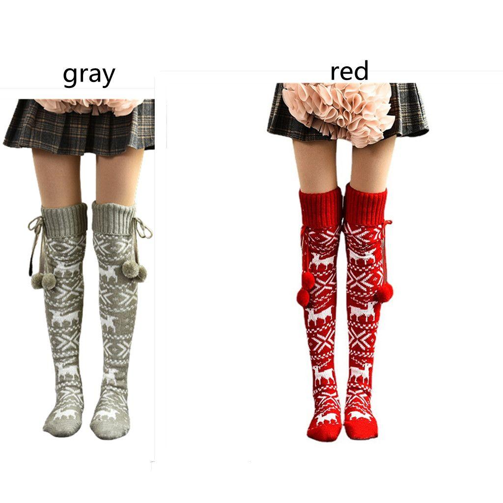 Thigh Winter Ladies Girls Warm Knit Socks Christmas Stockings Women's Socks Over The Knee Socks