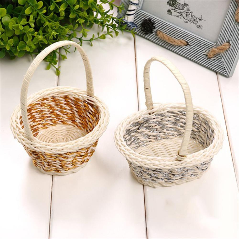 Woven Flower Basket Hand-Held Basket Wedding Party Decorative Basket