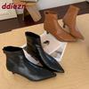 Fashion Female Modern Ladies Ankle Boots With Low Heel Shoes Fashion Pointed Toe Women Stretch Short Boots Zippers Shoes Pumps
