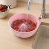 Draining And Rinsing Bowl Self Wash Bowl, with Hollow Drain Holes, Swirl-Flow Berry Kitchen Fruit Washer Washing Ceramic Rinse for Counter