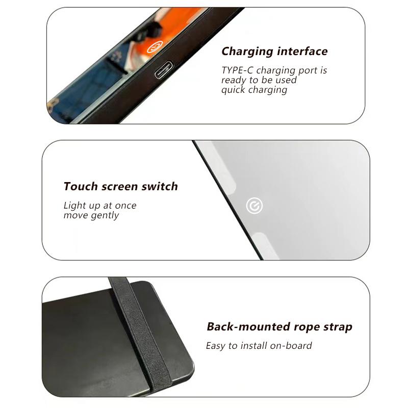 SEAMETAL Автомобильное светодиодное зеркало для макияжа Зеркало высокой четкости Регулировка трех режимов Пластина солнцезащитного козырька Внутреннее зеркало заднего вида С регулировкой яркости Автомобильное зеркало для макияжа