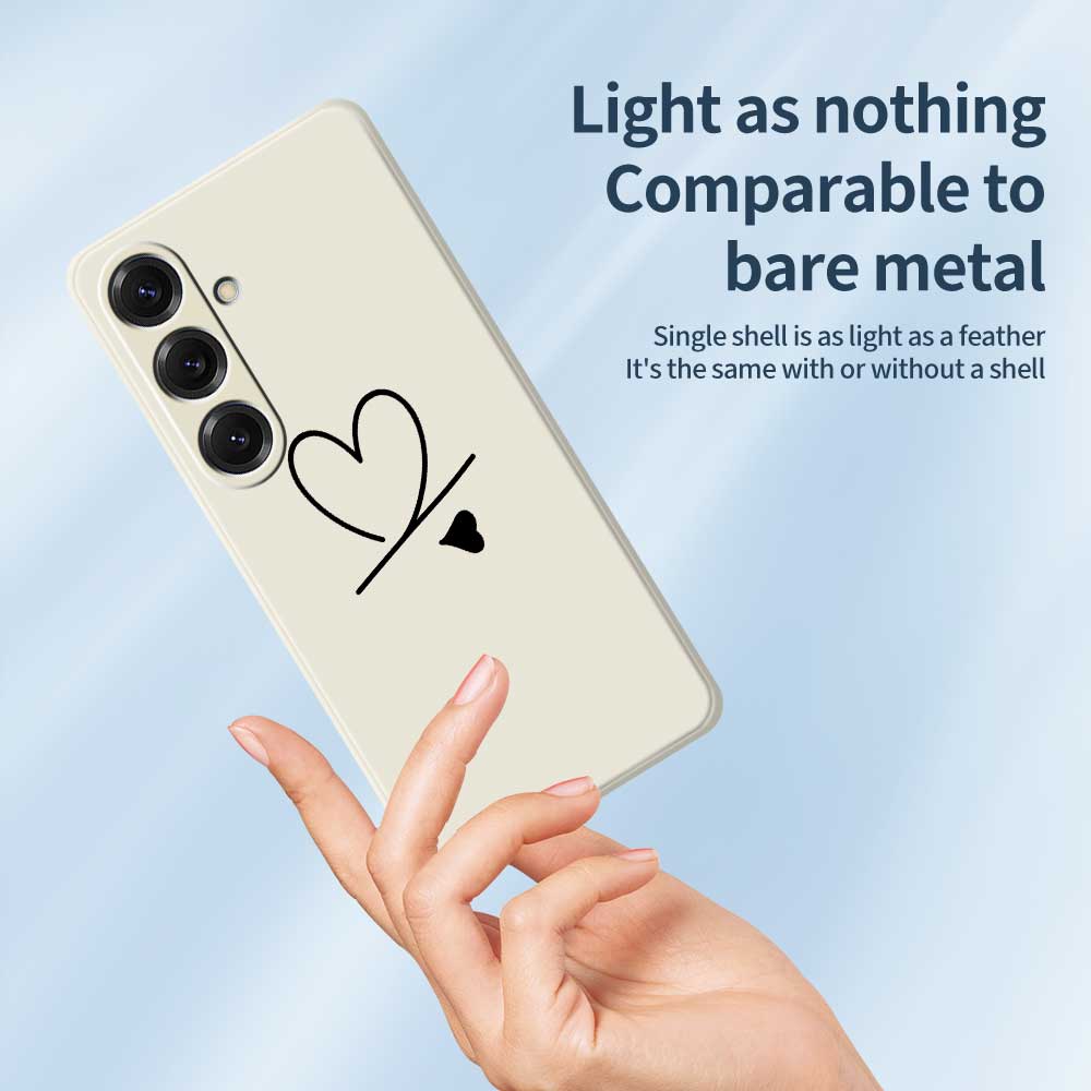 For Samsung Galaxy S25 Case Black Love Pattern Printing Straight Edge TPU Phone Back Cover