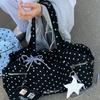 Корейская сумка-тоут в горошек Большая вместимость Повседневная сумка-тоут Легкая Мягкая сумка на плечо в стиле подушки С множеством карманов Сумка для поездок на работу