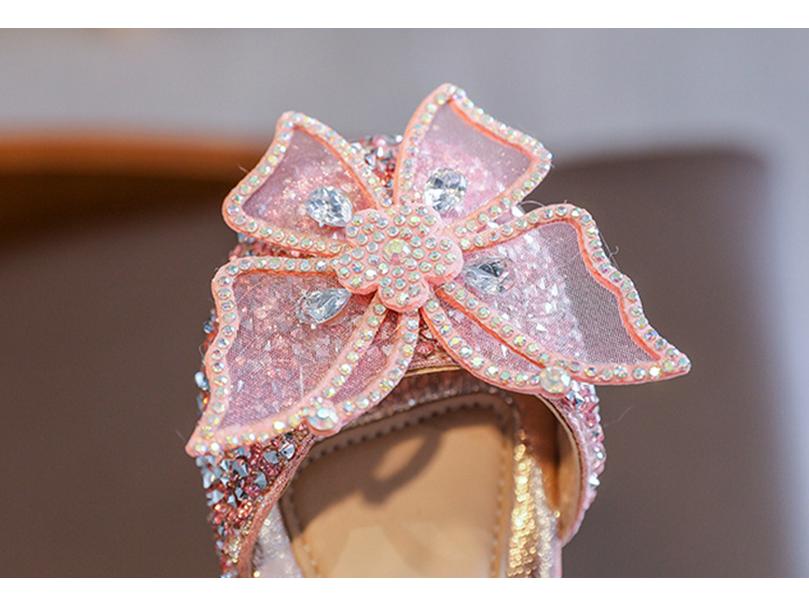 Весна/Лето 2023 Корейские сандалии для девочек на мягкой подошве со стразами - Танцевальная обувь в стиле принцессы