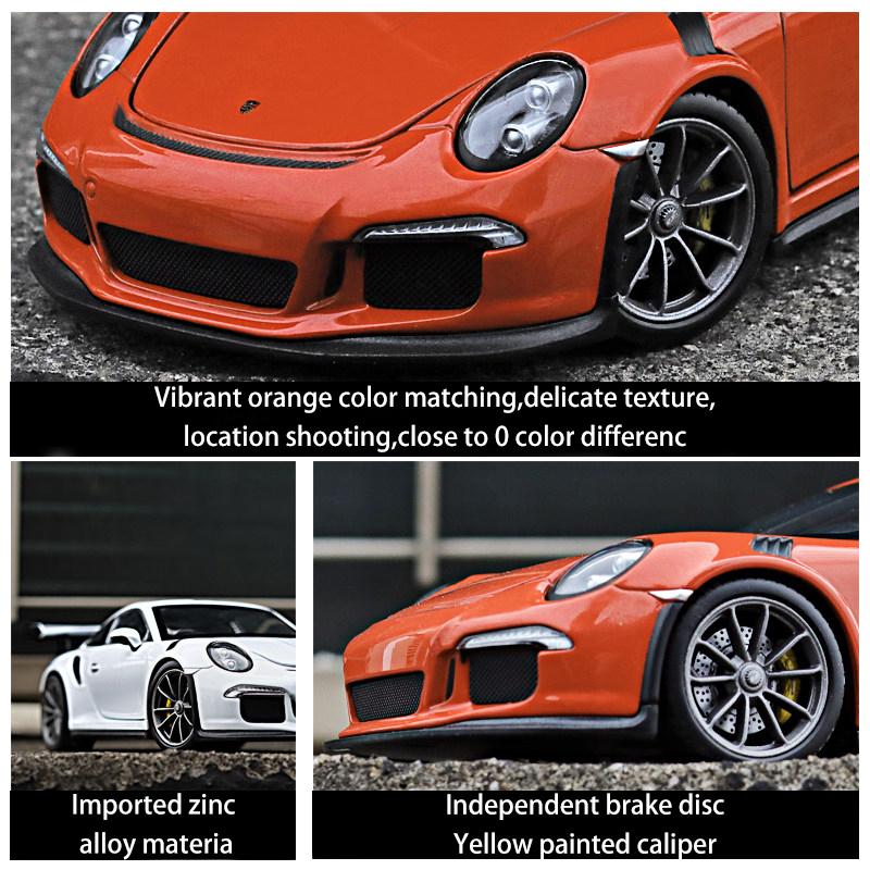 1/24 WELLY Porsche 911 GT3 RS, модель спортивного автомобиля из сплава, литая под давлением металлическая игрушка, модель гоночного автомобиля, коллекция высокой имитации, подарок для детей