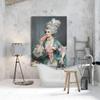 Funny Altered Art Print Elegant Lady with Pink Ice Cream Poster Italian Rococo Vintage Oil Painting Candy Food Canvas Painting