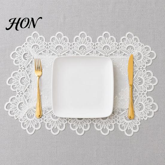 Anti-shrink Placemat White Lace Placemat, Foldable Soft Anti-Wrinkle Table Mat, Heat And Bark-grain Resistant Non-Yellowing Durable Dining Protector