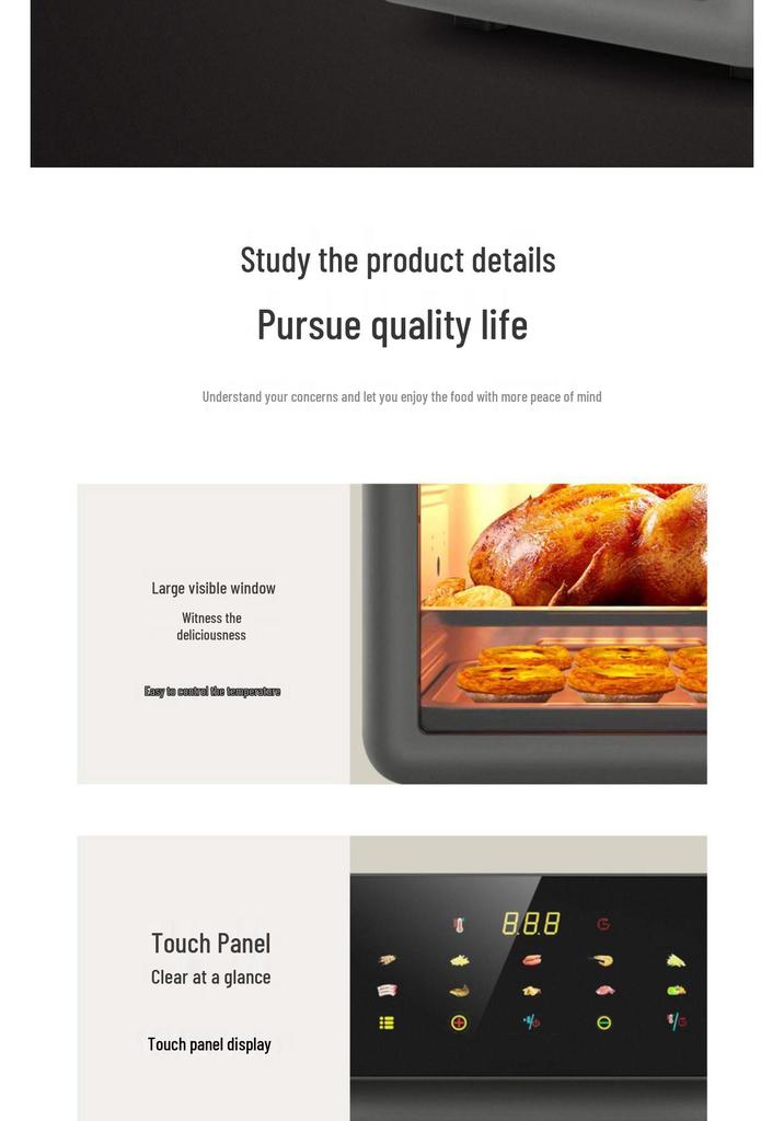 Smart Touch Air Fryer: Multi-functional Large Capacity Electric Oven with Visible Screen