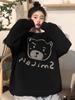 Plus Size Women Autumn Long Sleeve Hoodie Korean Style Oversized Loose Casual Cute Bear Sweatshirt Crew Neck Tops