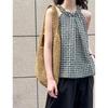 Ретро клетчатый топ-камезоль на халтере, черно-белый, весна/лето 2025