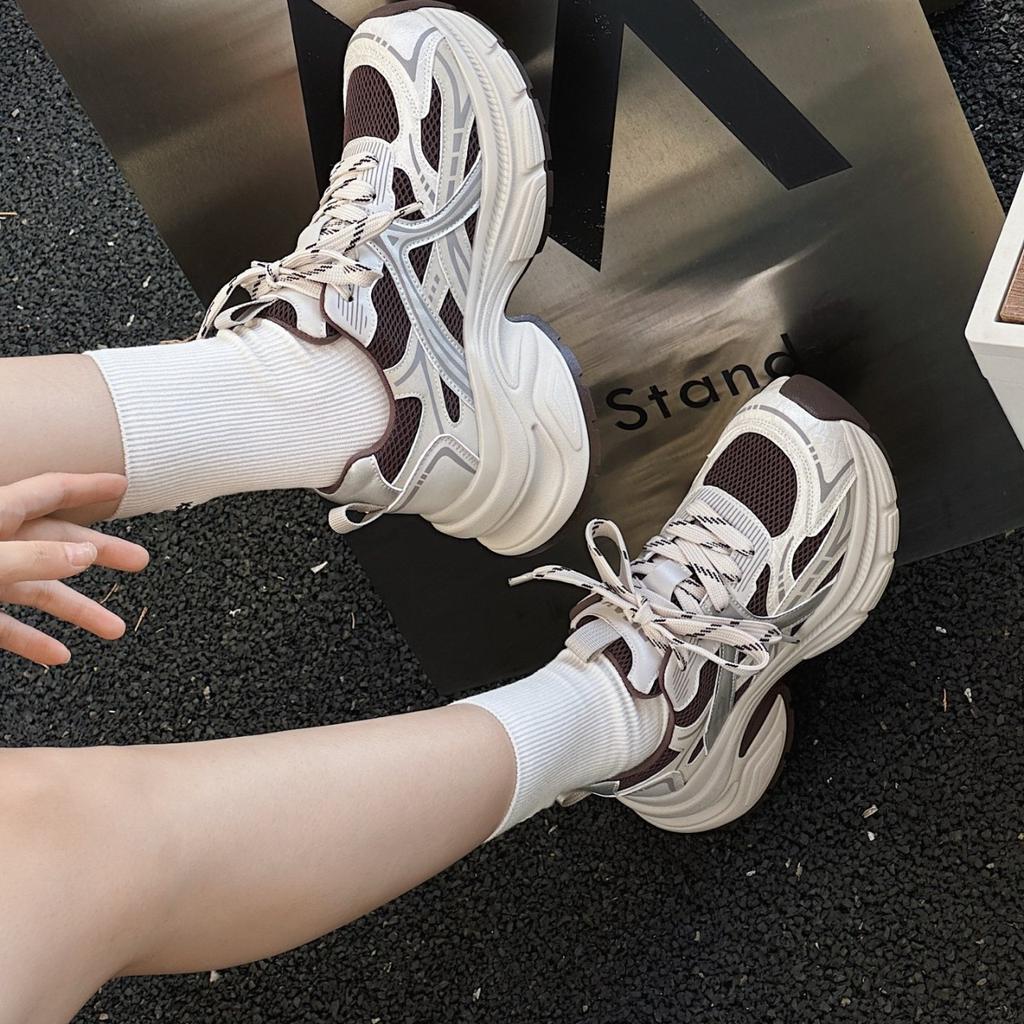 Suction Film Sole Dad Shoes Women's 2025 Spring and Summer New Thick Sole Heightening Retro Sports Shoes Women's Casual Versatile Shoes Children