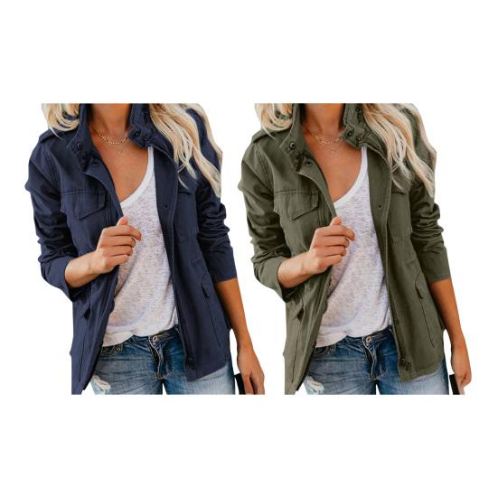 Универсальная женская куртка однотонная с длинным рукавом и лацканами, пальто в стиле бойфренд, верхняя одежда с несколькими карманами