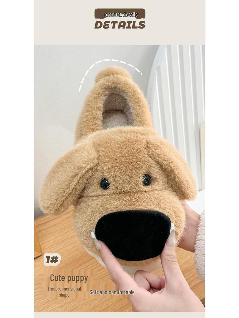 Capybara Women's Winter Cotton Slippers - Cute Cartoon Fluffy Heel, Parent-Child Warm Shoes for Kids & Men.