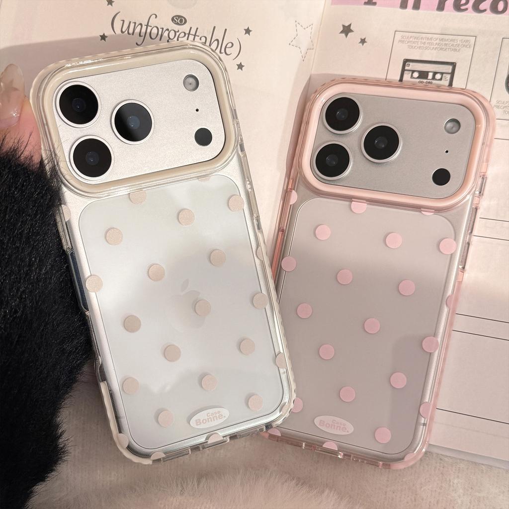 Однотонный чехол для мобильного телефона IPhone17 Apple 16promax с горошком, подходит для 14, простой японский и корейский стиль, 13, прозрачный, 15, мягкий Ke