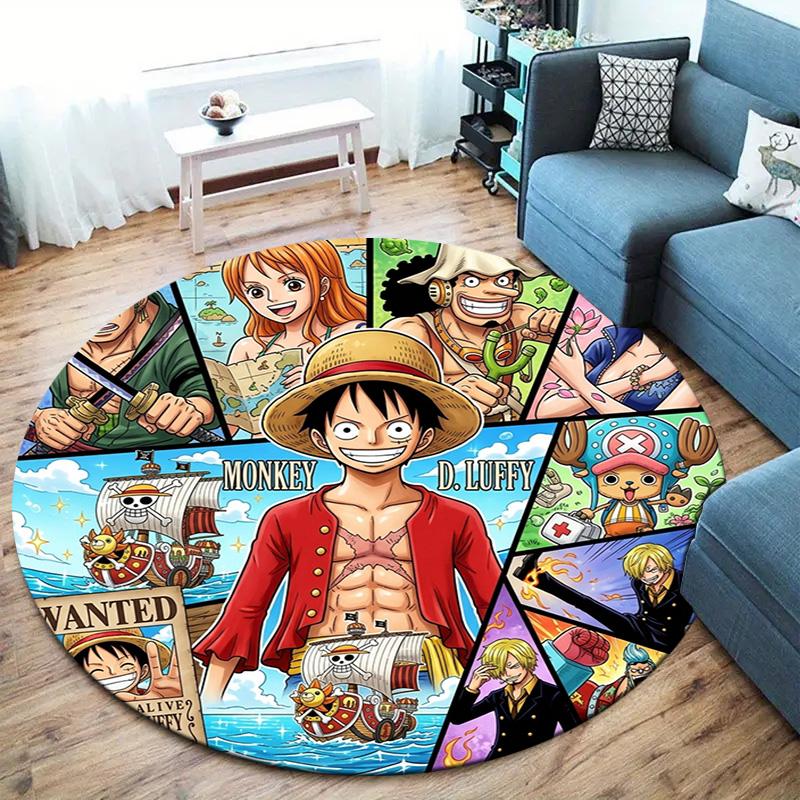 One Piece Poster Round Area Rug Carpet Rug For Living Room Bedroom Sofa Playroom Decor Nonslip Floor Mat