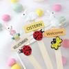 Wooden Easter Welcome Standing Sign Cartoon Bunny Resin Garden Landscape Decoration DY Stakes Lawn Ornament Party Decoration