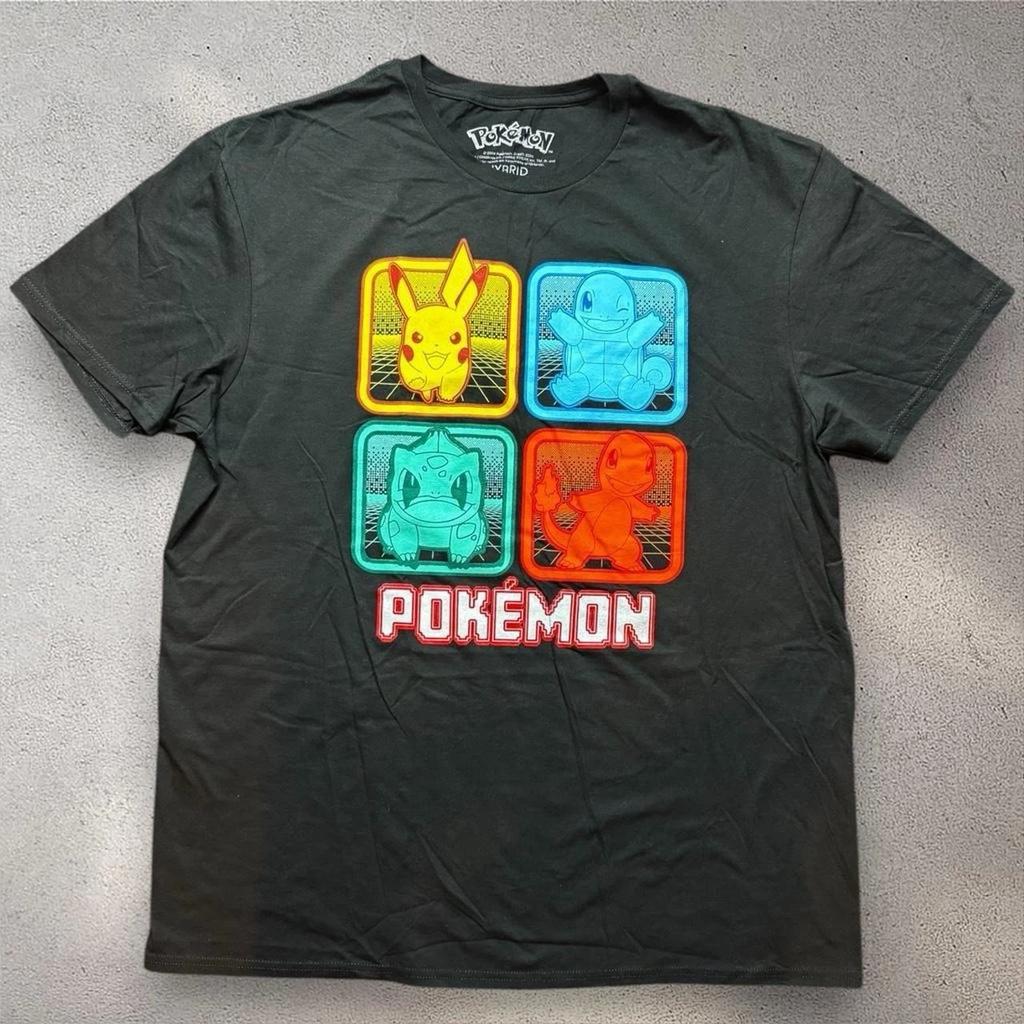 Pokemon Graphic Tee XL Pikachu Charmander Bulbasaur Squirtle Black Shirt