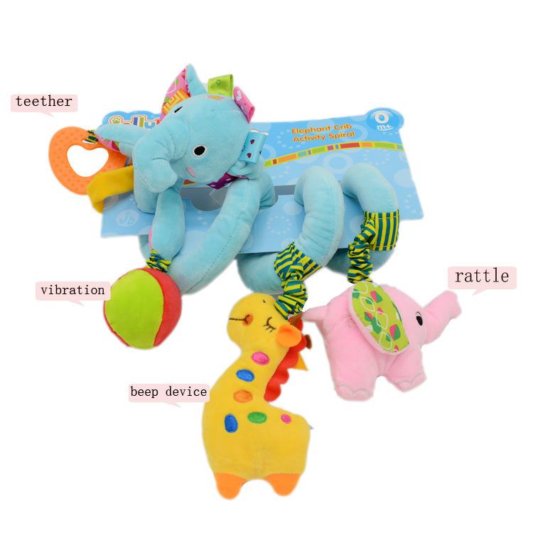 Baby Teether Plush Crib Mobile Stroller Hanging Toy Infant Educational Soothing Rattle Soft Grasping Puppet