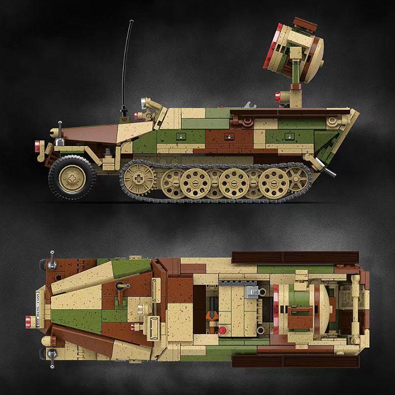 Military War World 2 MOC 1267pcs Sd.Kfz.251/20 Armor Halftrack Set Building Blocks WW2 Soldier Figures Bricks Toys For Boys Gift