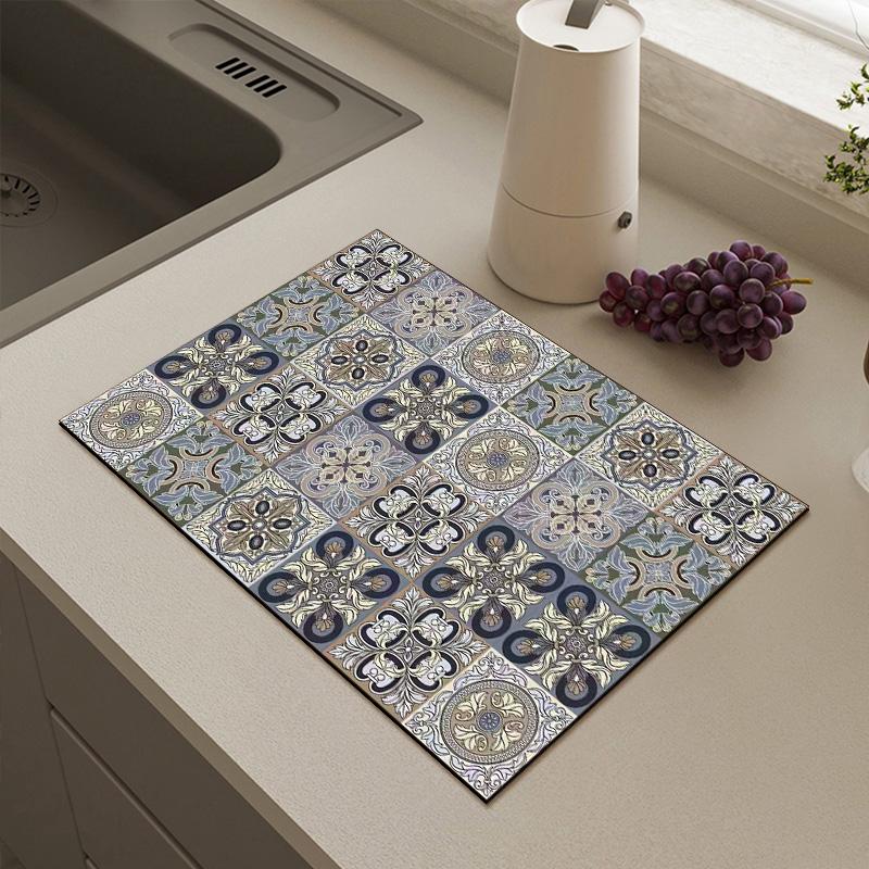 Ретро-подложка для слива воды, кухонная подложка для кофе, винтажный кухонный быстросохнущий коврик, нескользящий впитывающий коврик для столешницы