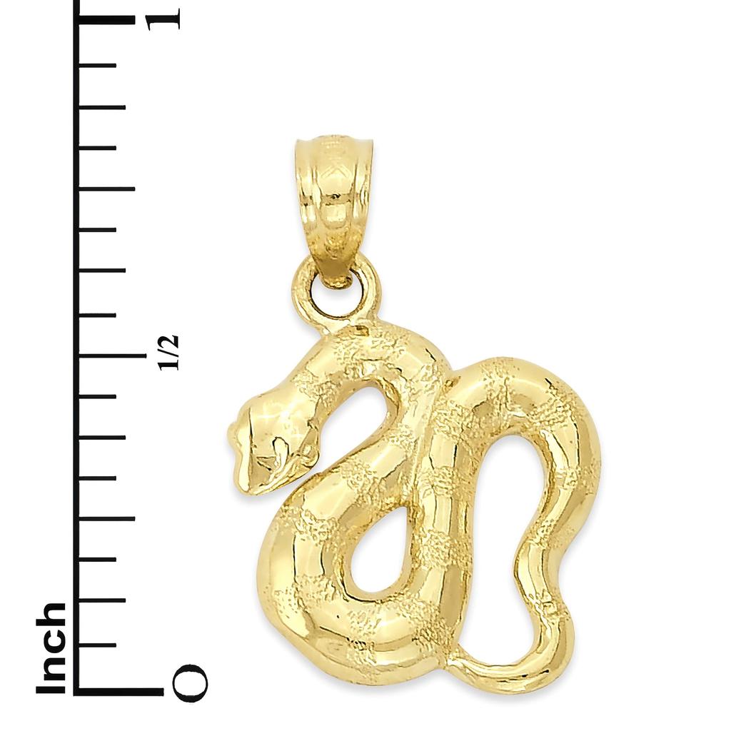 Solid Snake Pendant 10k or Zodiac Jewelry Year of the Snake Gift Gold [Golden Fire] Women's 14k, (10k)