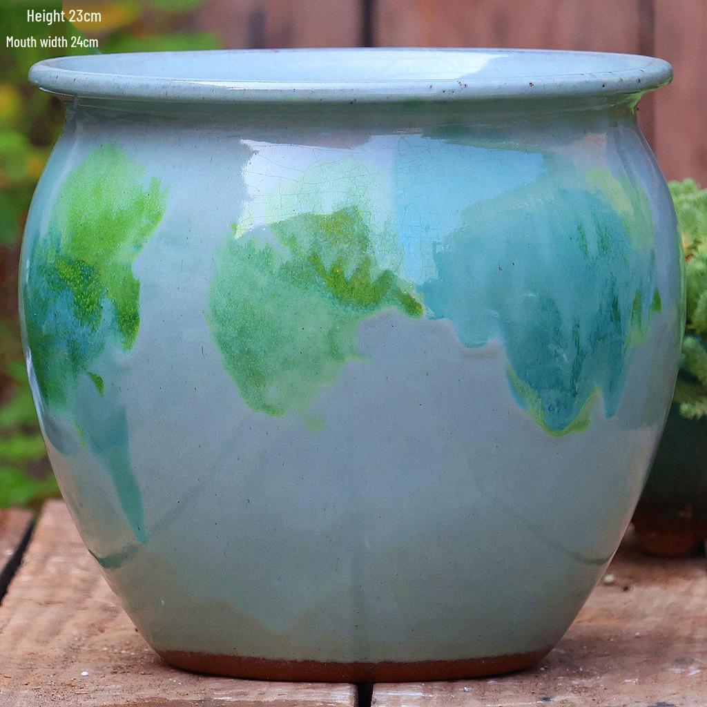 Большой керамический горшок ручной работы для суккулентов и орхидей - Дышащий, Грубозернистый глиняный горшок для бонсай