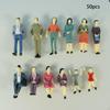 50Pcs Mini People Figures Dollhouse 1/36 Scale Gifts for Miniature Scenes Collection Painted