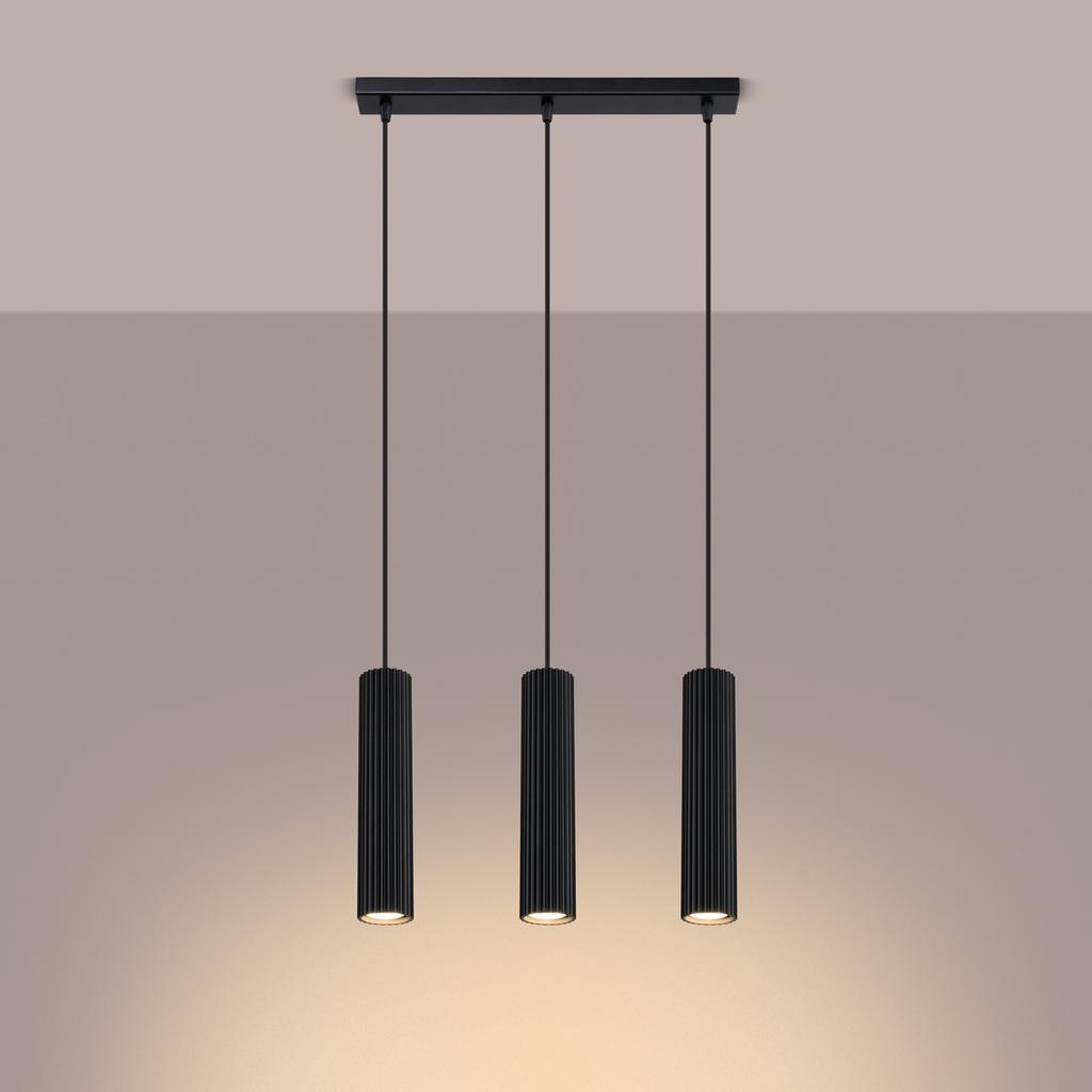 Carbon pendant lamp 3L black