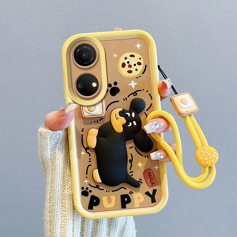 KEYSION Противоударный чехол для Honor X7 с ремешком Мягкий силиконовый милый 3D мультяшный чехол для телефона с куклой для Huawei Honor X7