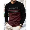 Men's Fashion MILANO Long Sleeve T-shirt Top