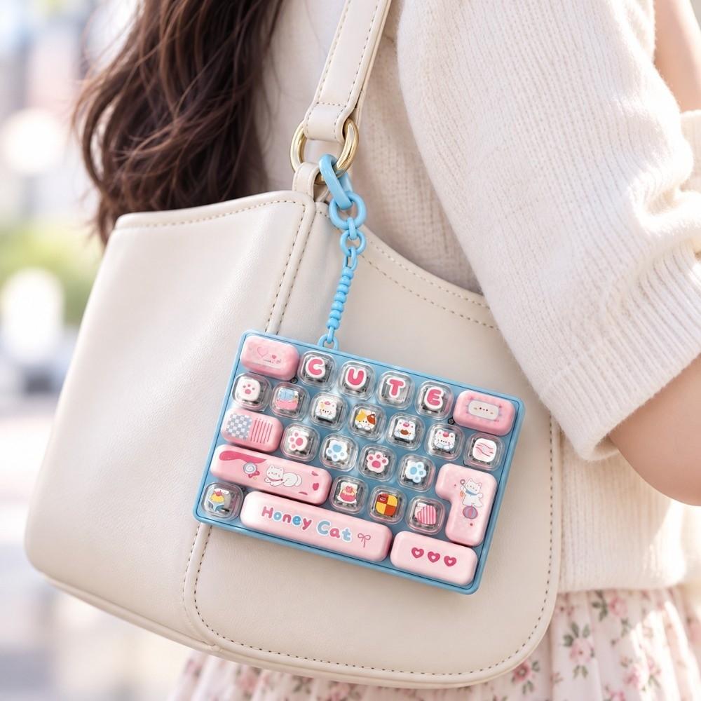 Transparent Dual-Tone Decompression Button Toy Cute Design Keyboard Keychain Children's Bag