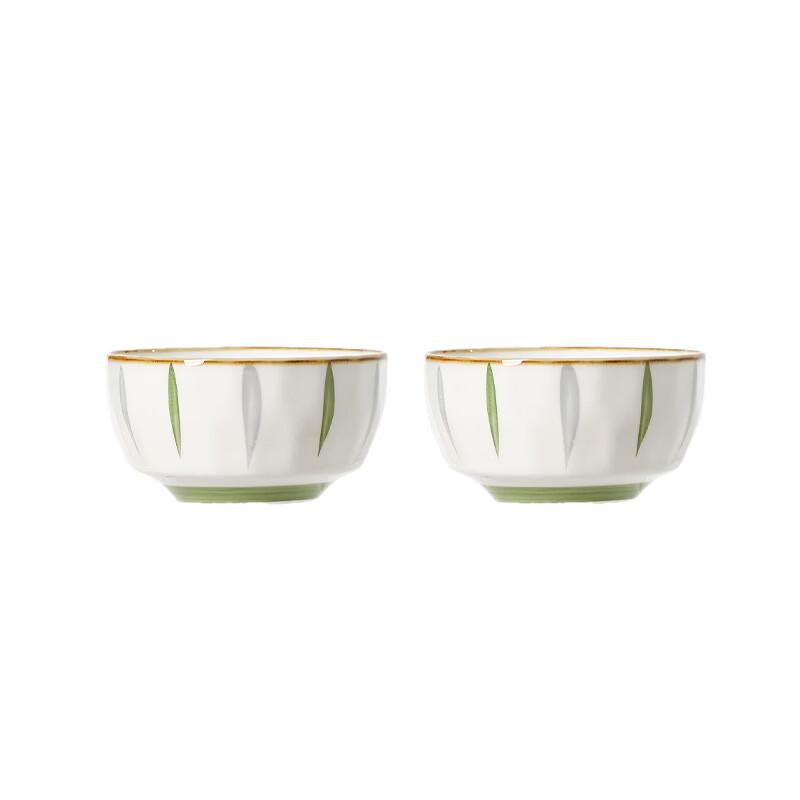 Fresh Green Wood Style Ceramic Rice & Noodle Bowl Set (6-piece)
