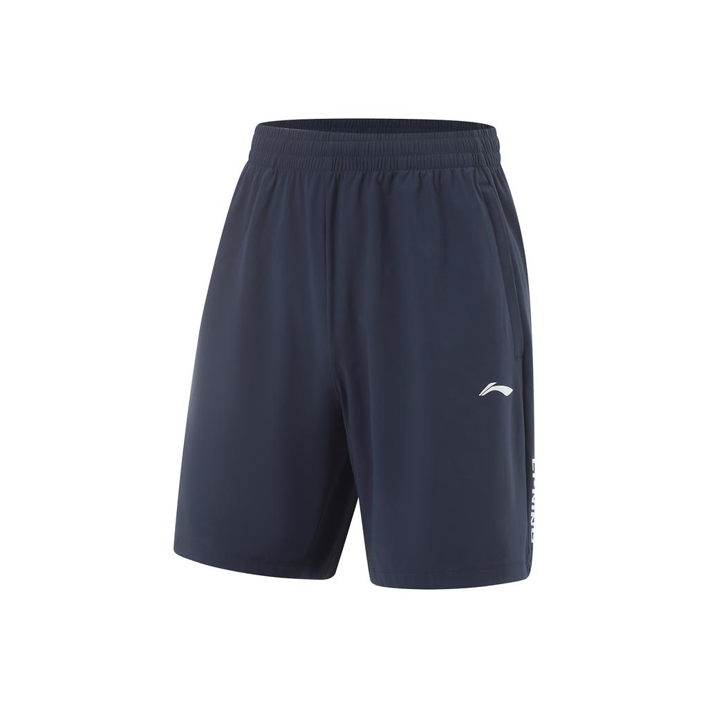 Li-Ning Fitness Series Casual Minimalist Solid Color Lace-Up Sports Shorts Men Shorts Ink-Blue AKYV033-7