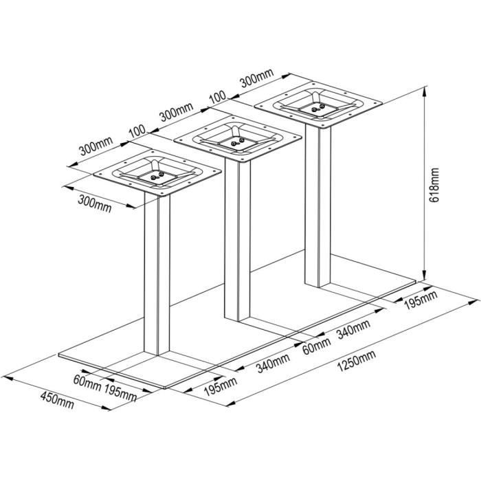 QUADRATO Extendable Dining Table - 8 To 12 People - Oak and Black Melamine - L160-240 X H75 X D80 Cm