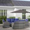 6 Pieces Rattan Garden Furniture Set, 7 Seater Wicker Outdoor Furniture Set with Storage Tea Table & Side Table