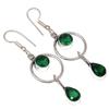 Emerald Quartz Gemstone Handmade Silver Jewelry Earrings 1.5''