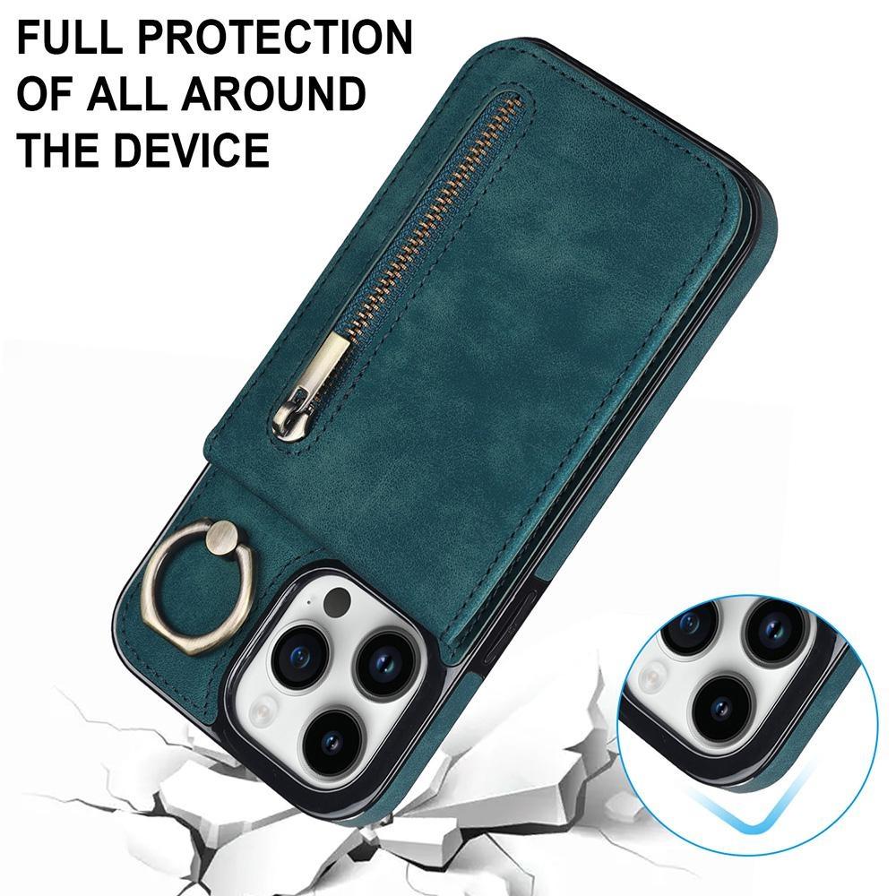 Кожаный чехол-кошелек с держателем для карт с откидным кольцом на 360° и подставкой на молнии для iPhone 15 14 13 12 11 Pro Max XS MAX/Samsung S23 S22 S21 Ultra Plus A13 A14 A53