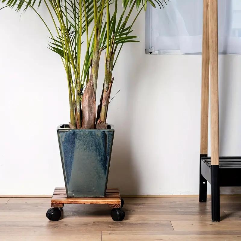 Подставка для цветов из массива дерева, утолщенная, передвижная, держатель для цветов, подставка для цветочного горшка бонсай, роликовая, с универсальными колесами