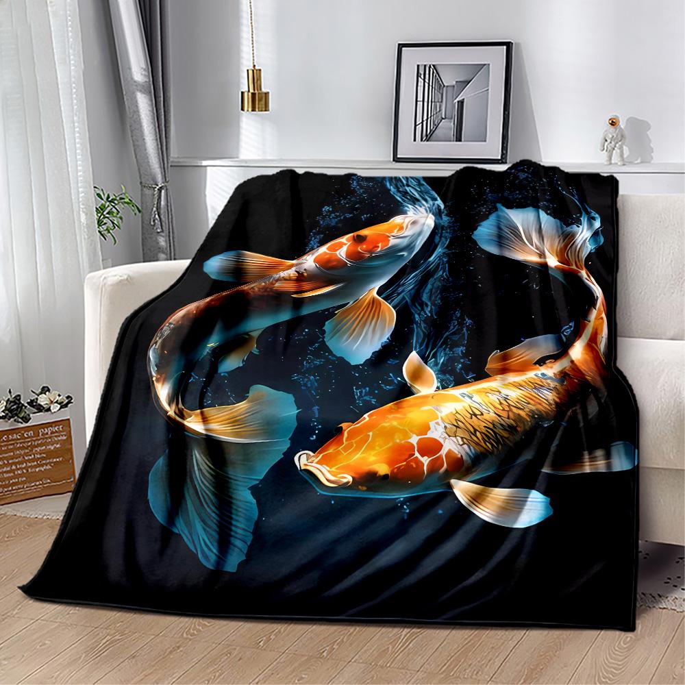Koi Fish Blanket Soft & Cozy Suitable for Bedding Picnics Bed Four Seasons Universal Modern Style Suitable for Gifting Relatives and Friends