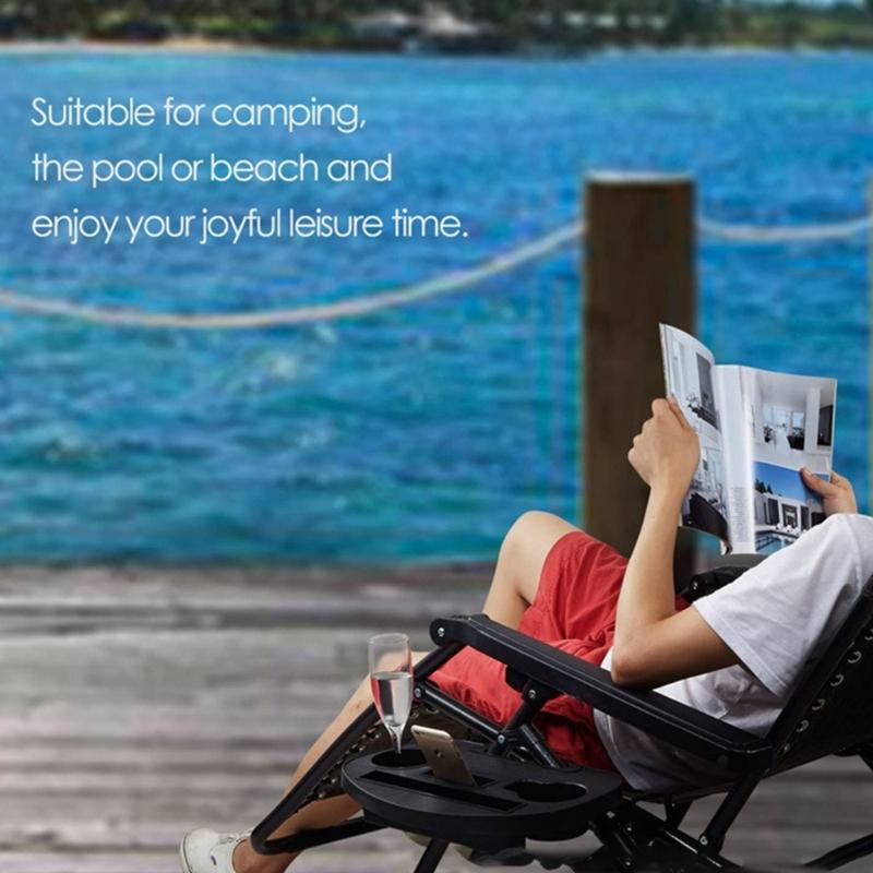 Outdoor Folding Relaxation Chairs Drink Holder Folding Reclining Portable Chairs Tray Clip on Side Table Cup Holder Tray