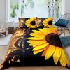 Винтажный комплект пододеяльника «Подсолнухи» с надписями, Постельное белье с надписями и подсолнухами, Принт в стиле ретро для девочек, Размер «Квин» 2/3 предмета, Пододеяльник