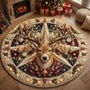 Easy Clean Rug for High Traffic Round Christmas 3D Rug, Optical Illusion Area Santa Gnome Holiday Fireplace Mat Home Pattern, Non-slip Floor
