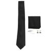 Men Gift Tie Set Silky Necktie Tie Clip Soft Lightweight Pocket Square Cufflink Set 8cm Width for