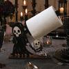 Halloween Party Supplies Wooden Napkin Holder, Ghost Pumpkin Skeleton Cat Bat Tissue Dispenser, Waterproof Solid Wood Base Tabletop Organizer