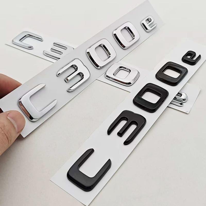 New 3D ABS Chrome Black Car Styling C300e C300de Badge Rear Trunk Emblem Sticker Decals For Mercedes Benz C300e C300de W206