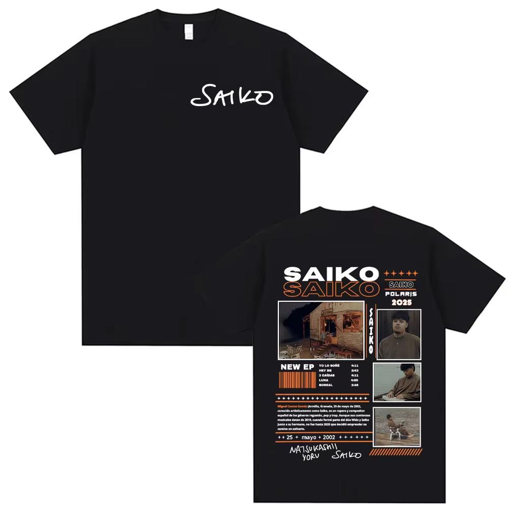 Rapper SAIKO POLARIS Album Tour 2026 Merch Tshirts Unisexs Women Clothing Oversized T Shirt Vintage Hip Hop Comfort Tshirt Tops
